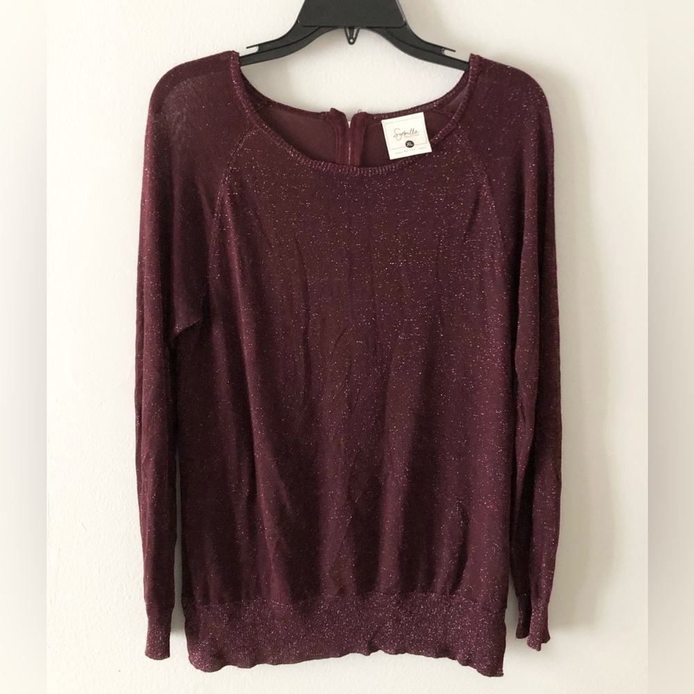 Sybilla Plum Sparkle Crewneck Knit Top